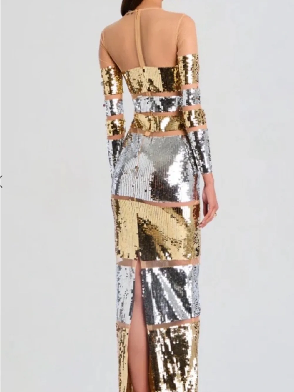 Retrofete Silver and Gold Off-the-Shoulder Bodycon Maxi Dress $1195 small NWOT - Picture 2 of 4